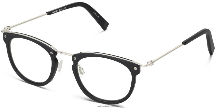 Warby Parker T4FT0T359 Brille Tiefschwarz matt mit poliertem Silber moriarty – Bild 1