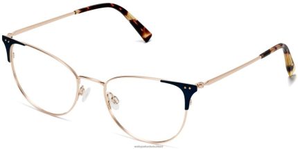 Warby Parker T4FT0T586 Brille Poliertes Gold mit gebürstetem Marineblau ava